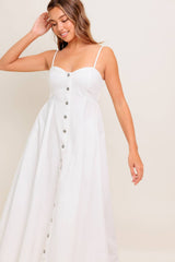 BREE BUTTON DOWN MIDI DRESS - WHITE - FINAL SALE