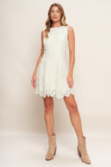 AUTUMN BLOOM VINTAGE IVORY LACE MINI DRESS - VINTAGE IVORY