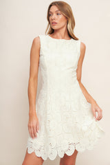 AUTUMN BLOOM VINTAGE IVORY LACE MINI DRESS - VINTAGE IVORY