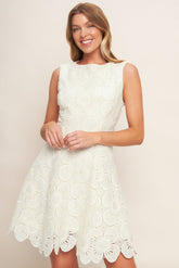 AUTUMN BLOOM VINTAGE IVORY LACE MINI DRESS - VINTAGE IVORY
