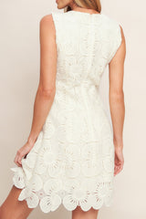 AUTUMN BLOOM VINTAGE IVORY LACE MINI DRESS - VINTAGE IVORY