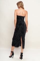 TEMPTATION BLACK VELVET LACE MIDI DRESS