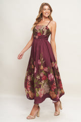 SECRET GARDEN ROMANCE BURGUNDY MAXI DRESS - FINAL SALE