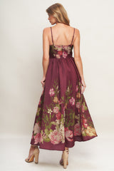 SECRET GARDEN ROMANCE BURGUNDY MAXI DRESS - FINAL SALE
