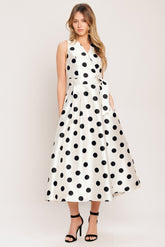 CAFÉ NOIR POLKA DOT MIDI DRESS - FINAL SALE