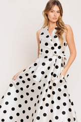 CAFÉ NOIR POLKA DOT MIDI DRESS - FINAL SALE