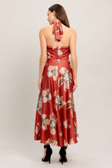 CAN'T LOOK AWAY CORAL RED MIDI DRESS
