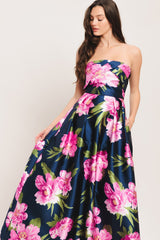 LUNA FLORA NAVY MAXI DRESS - FINAL SALE