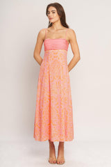 ISLAND SUNSET CHARM PINK MIDI DRESS