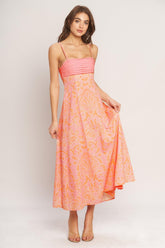 ISLAND SUNSET CHARM PINK MIDI DRESS