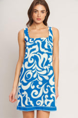 AZURE SWIRL BLUE MINI DRESS