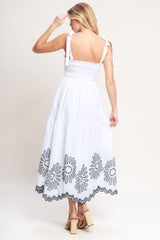 WHISPERS OF SUMMER BLACK & WHITE MIDI DRESS