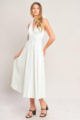 SERENE MOMENT WHITE HALTER MIDI DRESS - FINAL SALE