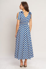BLUE VOYAGE STRIPE MIDI DRESS - FINAL SALE