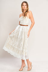 ELEGANT GARDEN LACE MIDI DRESS
