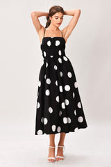 DOT THEORY BLACK & WHITE MIDI DRESS