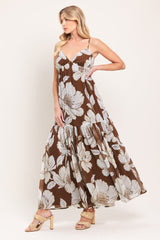 DESERT BLOOM BROWN FLORAL MAXI DRESS - FINAL SALE