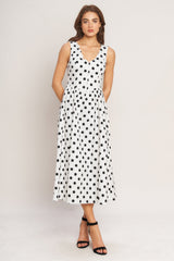 VINTAGE WHISPER POLKA DOT MIDI DRESS - FINAL SALE