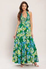 PALM SHORE BLOOM GREEN MAXI DRESS - FINAL SALE