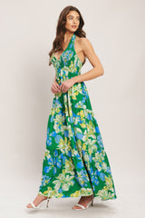 PALM SHORE BLOOM GREEN MAXI DRESS - FINAL SALE