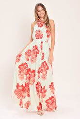 BLOOMING LOVE HALTER MAXI DRESS