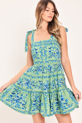 MINT BLOSSOM BABYDOLL MINI DRESS