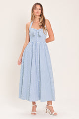 FRESH DAY STRIPE BLUE MIDI DRESS