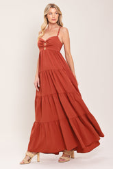 AMBER WAVE TERRACOTTA MAXI DRESS