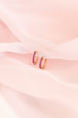 Micro Crystal Hoop Earring in Pink