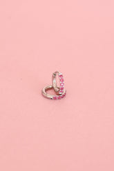 Micro Crystal Hoop Earring in Pink