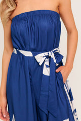 NOLANI STRAPLESS JUMPSUIT - NAVY & WHITE