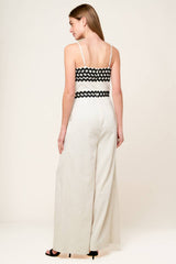 MEET AT THE PIER - CREAM - RIC RAC TRIM WIDE LEG JUMPSUIT