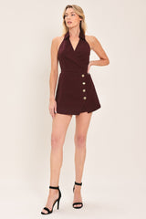 CABERNET KISS HALTER NECKLINE ROMPER