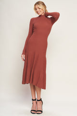 STOLEN KISSES RUST LONG SLEEVE SWEATER DRESS
