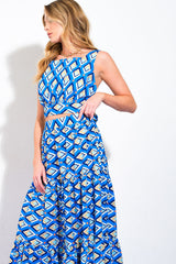 SUMMER JOURNEY - BLUE - TOP & SKIRT SET