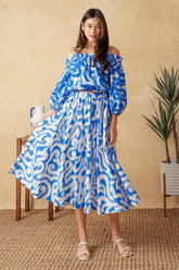 BEACH DAY TOP & SKIRT SET - BLUE & WHITE