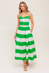 ENDLESS FLAIR TOP & SKIRT SET - GREEN