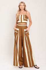 LUXE COAST BROWN & IVORY TOP & PANT SET