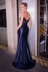 Julianne Gown - Luxe Satin Rhinestone Studded Dress