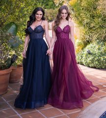 Dani Gown - Navy - Lace & Tulle A-line Dress