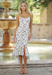 Michaela Dress - Embroidered Eyelet Lace Floral Midi Dress