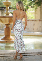 Michaela Dress - Embroidered Eyelet Lace Floral Midi Dress
