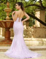 Reva Corset Gown - Lilac Floral Lace Dress