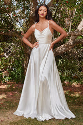 Lottie Gown - Off White - SATIN A-LINE DRESS
