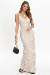Nevaeh Polka Dot Ruffle Maxi Dress - Off White