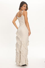 Nevaeh Polka Dot Ruffle Maxi Dress - Off White