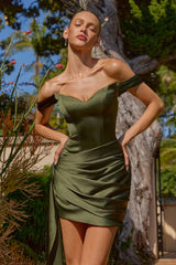 Janine Mini Dress - Draped Satin Cocktail Dress