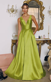 ANDERSYN GOWN - MIKADO SATIN A-LINE DRESS WITH POCKETS
