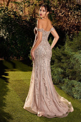 A1257 - Off The Shoulder Embellished Gown - Andrea & Leo