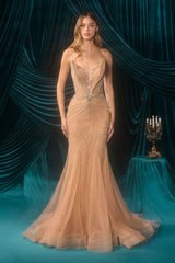 A1501 - Dita Beaded Mermaid Gown - Andrea & Leo